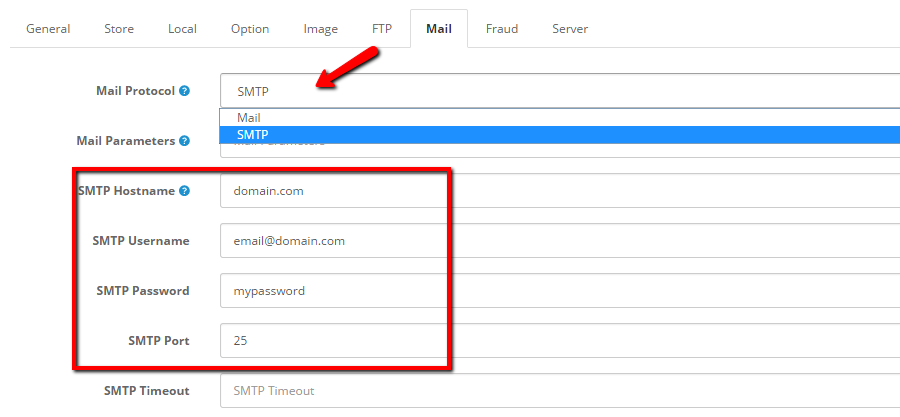 Cart  2 SMTP Configuration Settings